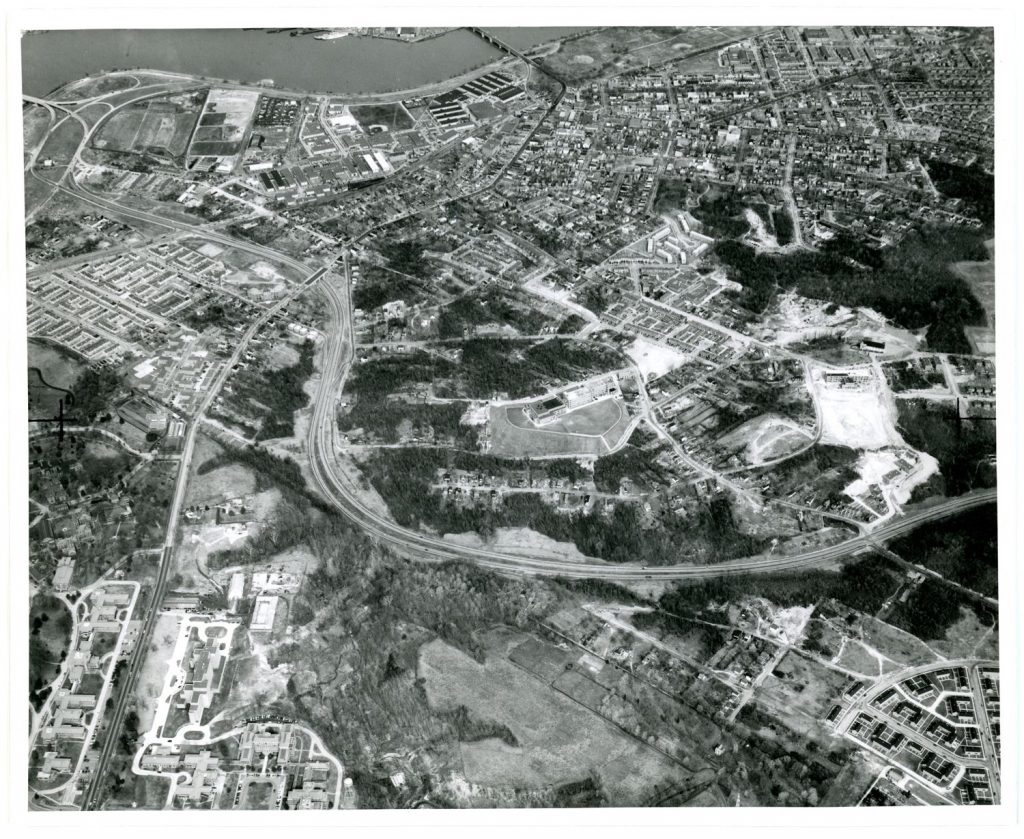 Aerial view of the Suitland Parkway in Southeast D.C. in 1955.